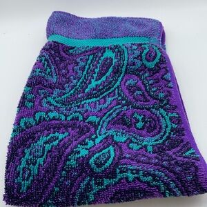 Vintage Fieldcrest Royal Velvet Paisley Hand Towel Purple Green 27” x 16”